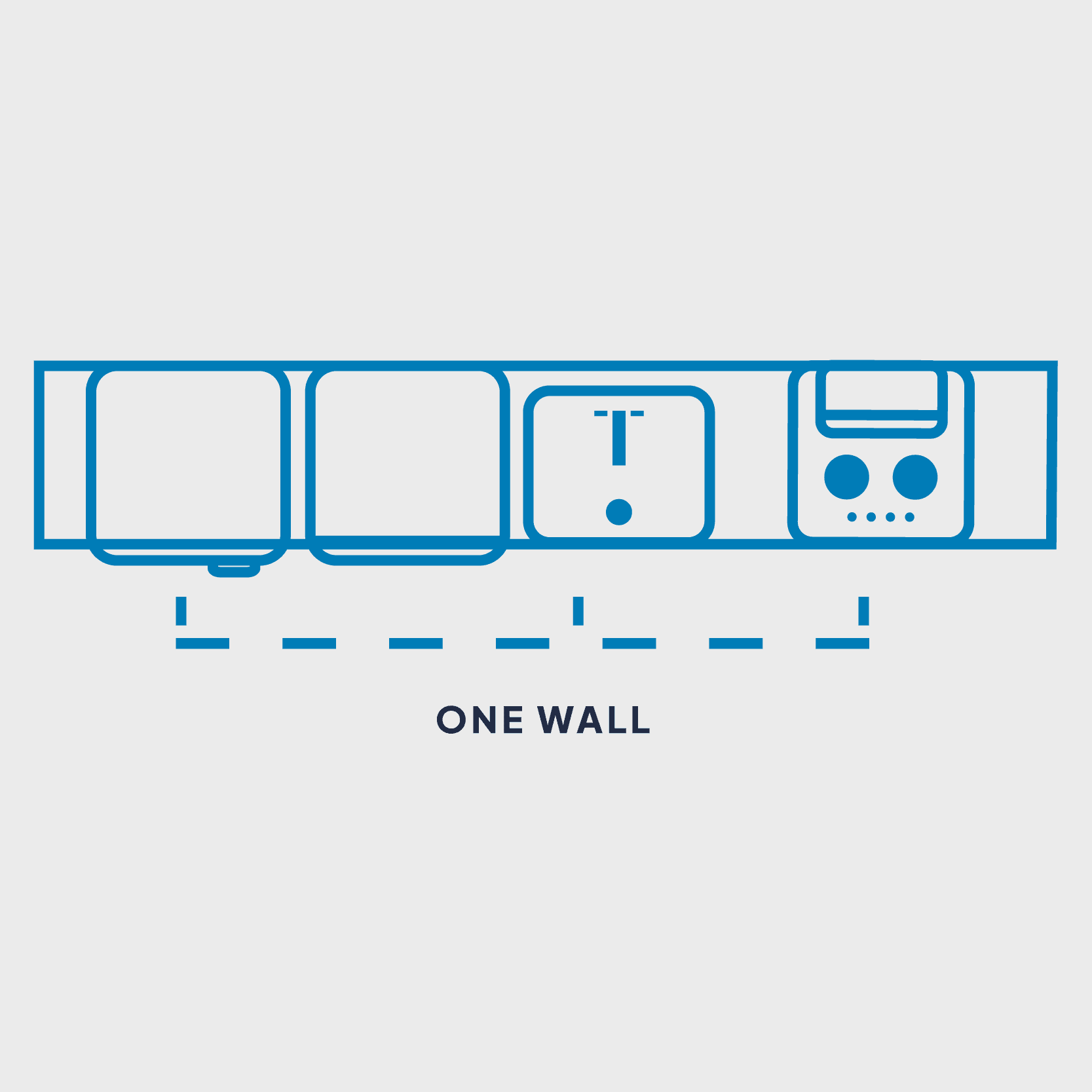 JJCW-One-Wall-Kitchen-Layout One Wall single Wall Kitchen Layout